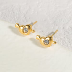 1 Pair Delicated Sweet Style Irregular Heart Shape Stainless Steel  Gold Color Inlay Rhinestone Women's Stud Earrings h5 